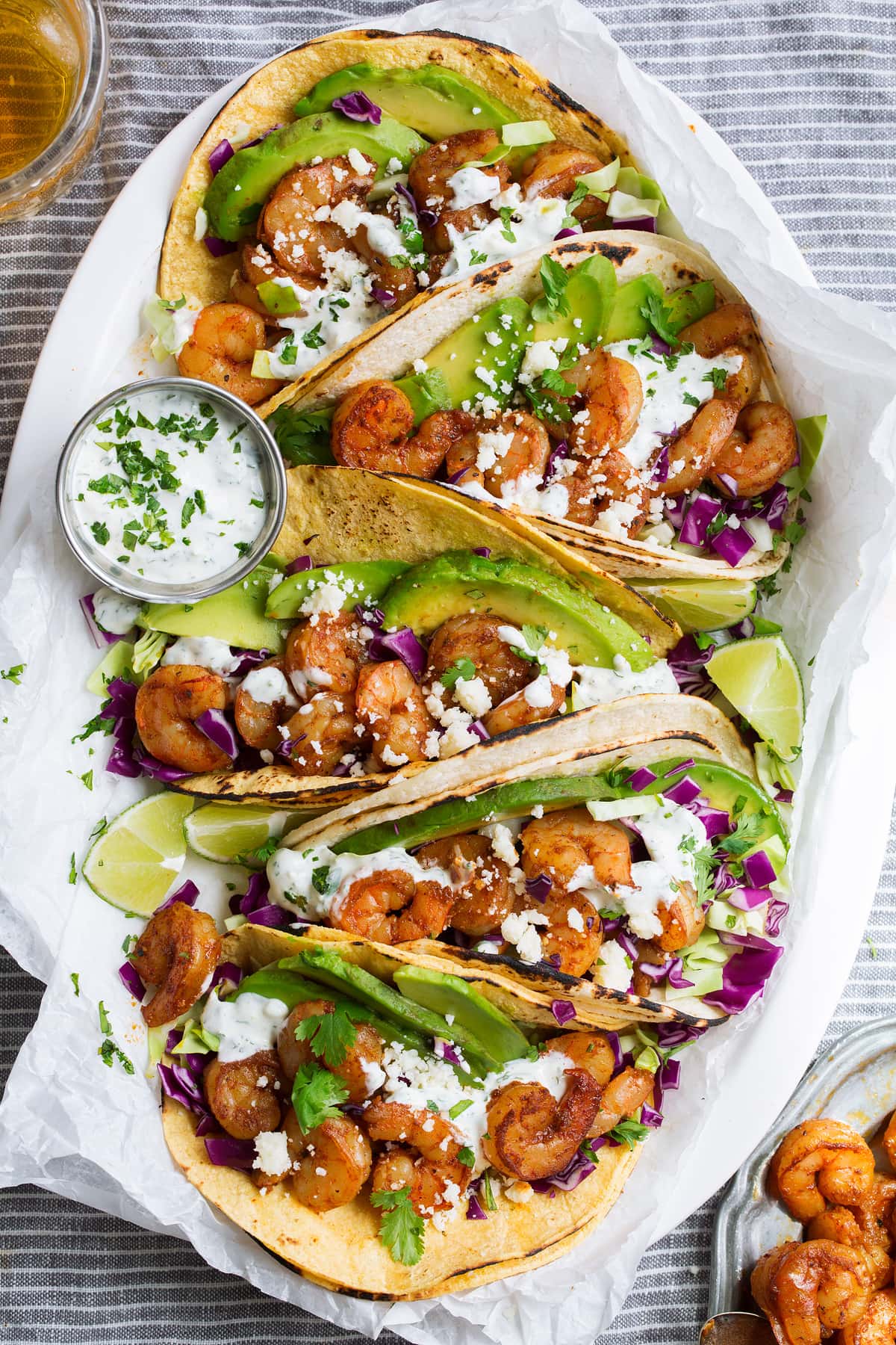 Grilled Cajun-Spiced Shrimp Tacos with Pickled Red Onions and Cilantro Lime Slaw