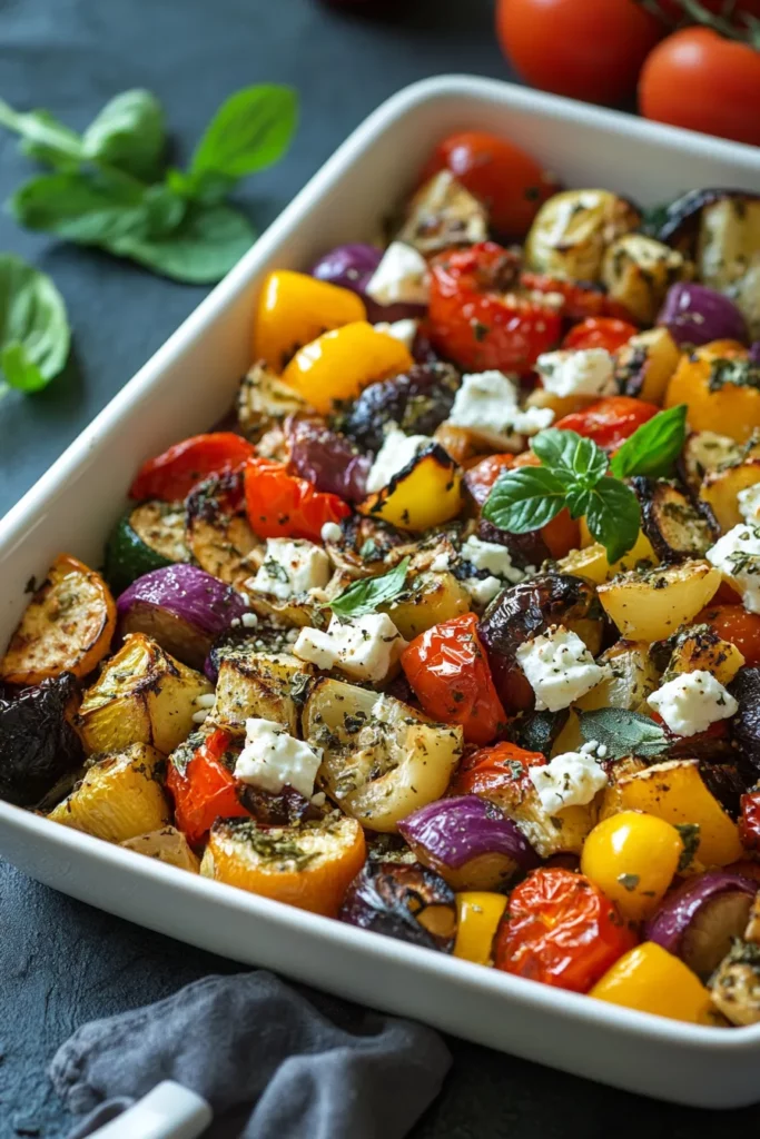Oven-Roasted Mediterranean Vegetables with Feta and Oregano