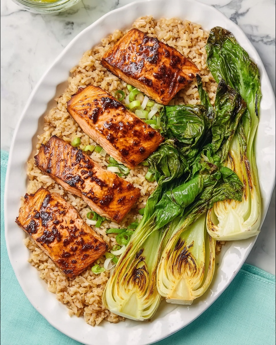 Pan-Seared Salmon with Miso-Ginger Glaze and Sesame Bok Choy