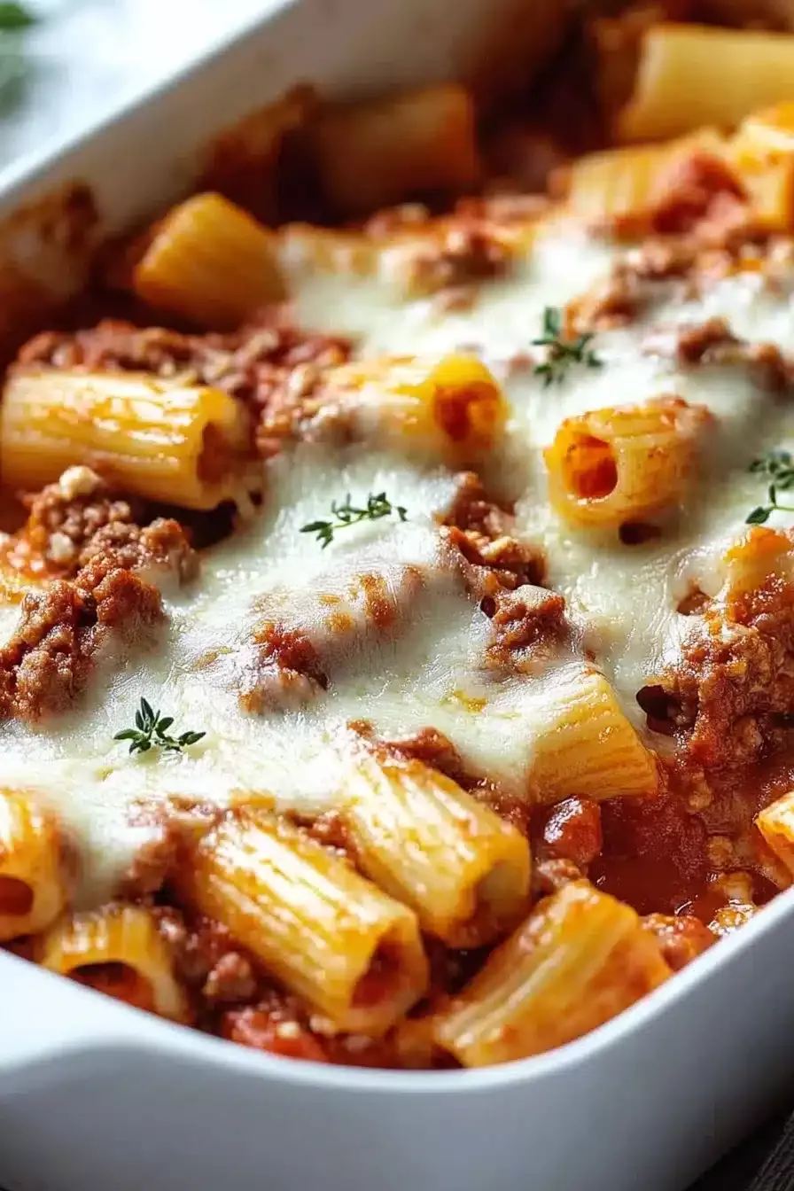 Baked Italian-Style Rigatoni with Tomato and Mozzarella