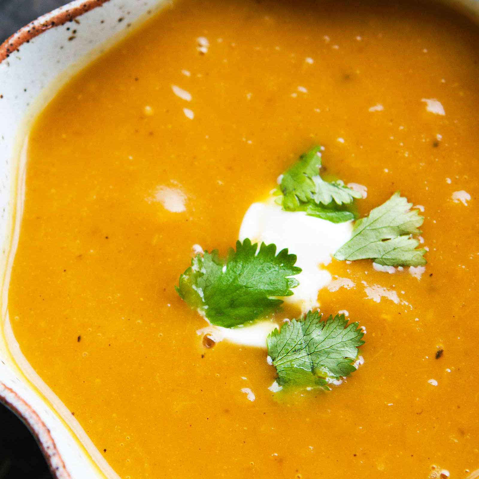 Roasted Thai Coconut Curry Butternut Squash Soup