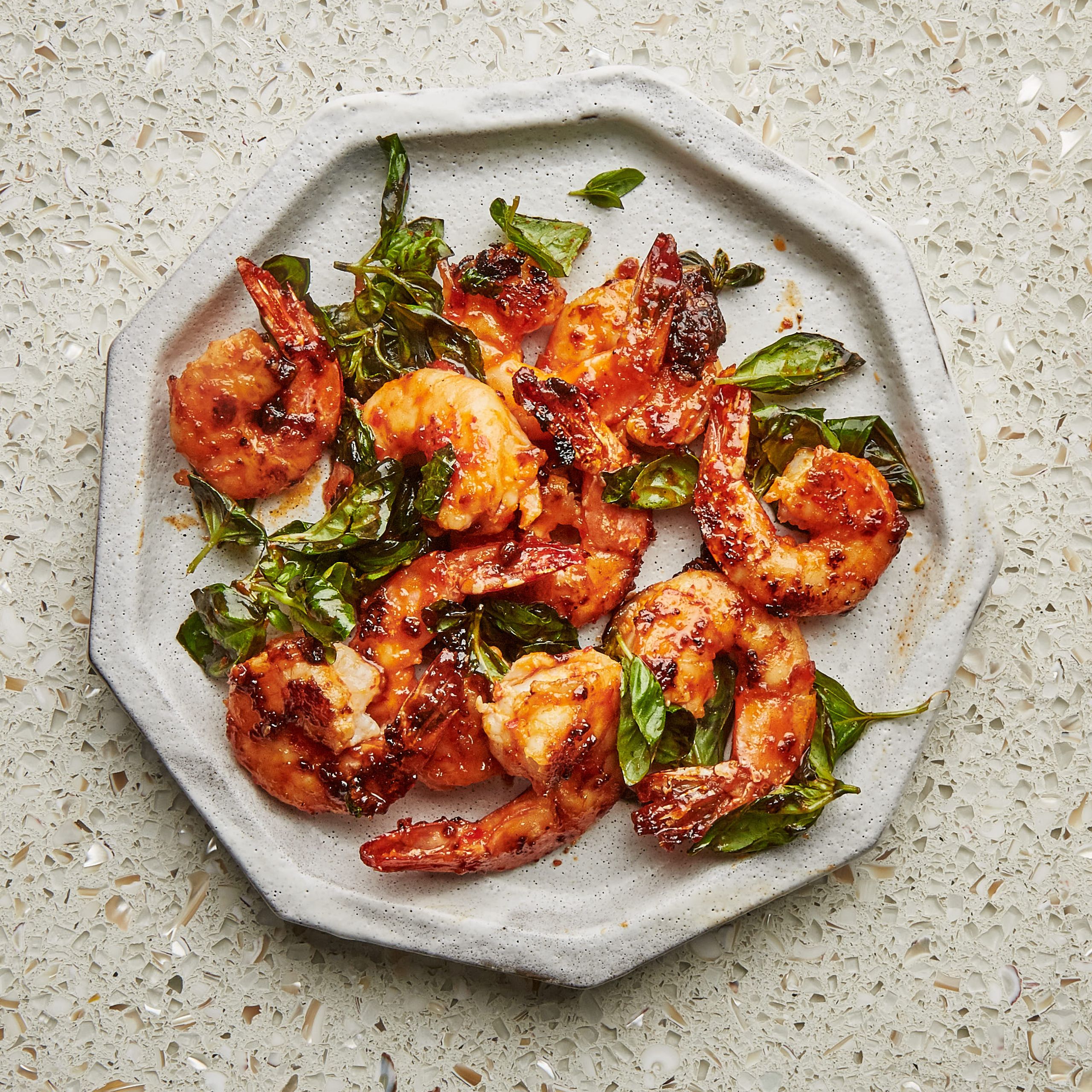 Sautéed Shrimp with Spicy Thai Basil Sauce