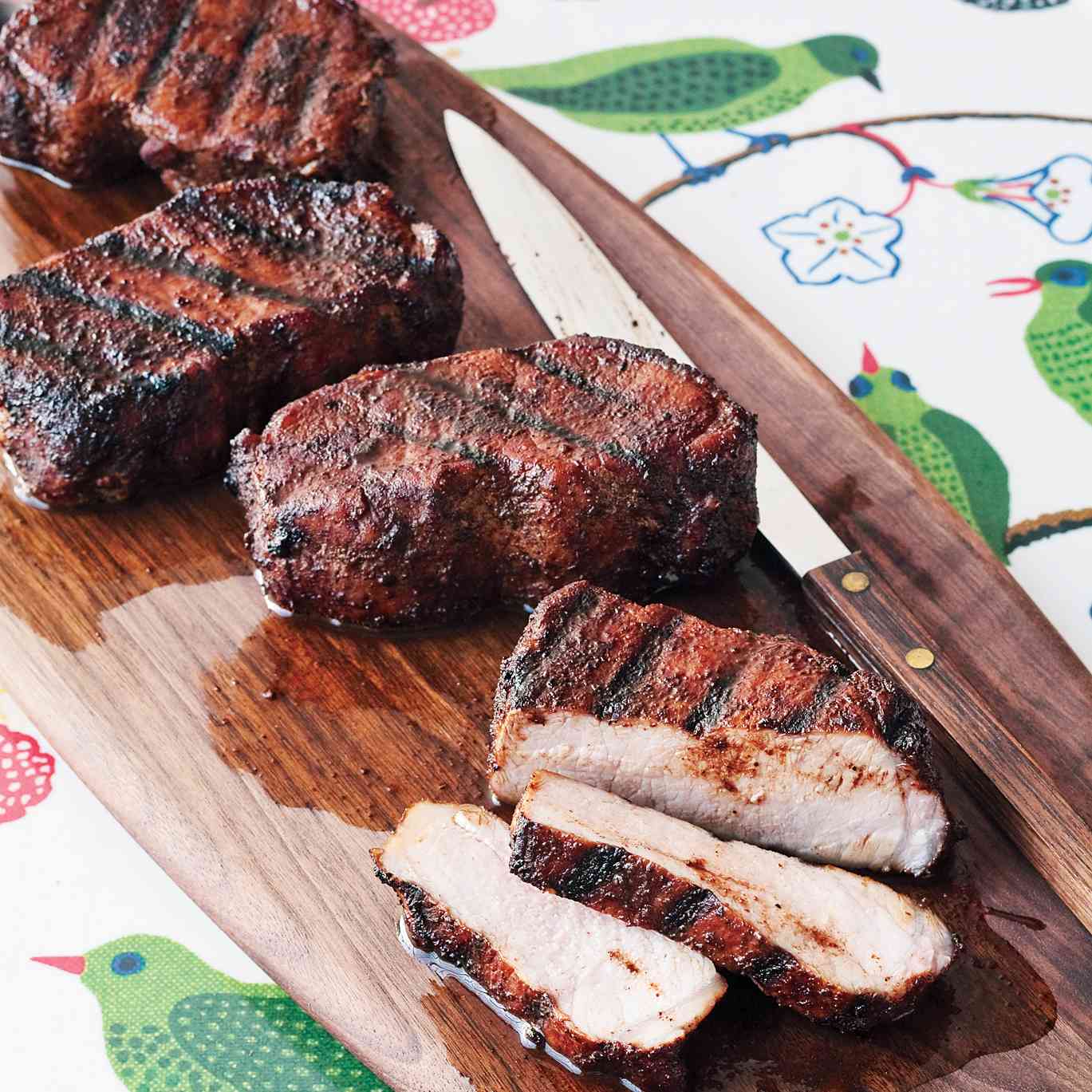 Coffee-Rubbed Grilled Pork Chops with Bitter Cocoa Dust