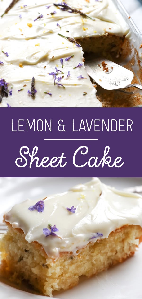 Lemon Lavender Sheet Cake with Honey Glaze