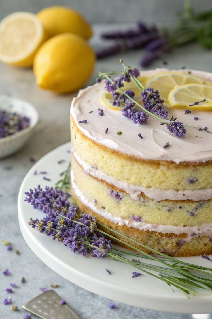 Lemon Lavender Layer Cake with Honey Buttercream