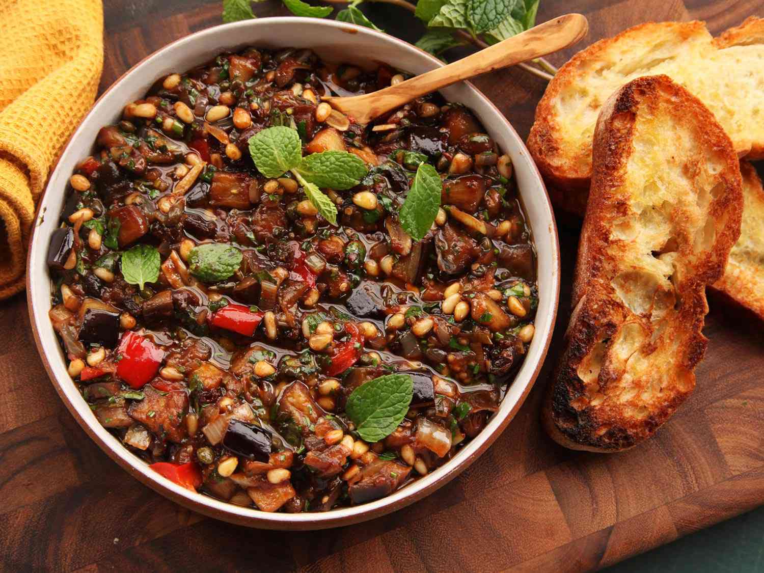 Sicilian-Style Eggplant Caponata with Pine Nuts and Golden Raisins