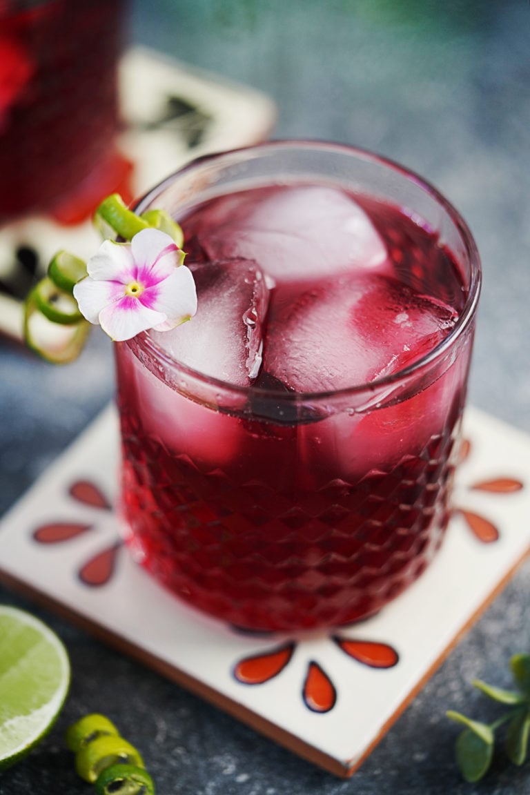 Tropical Hibiscus Margarita on the Rocks