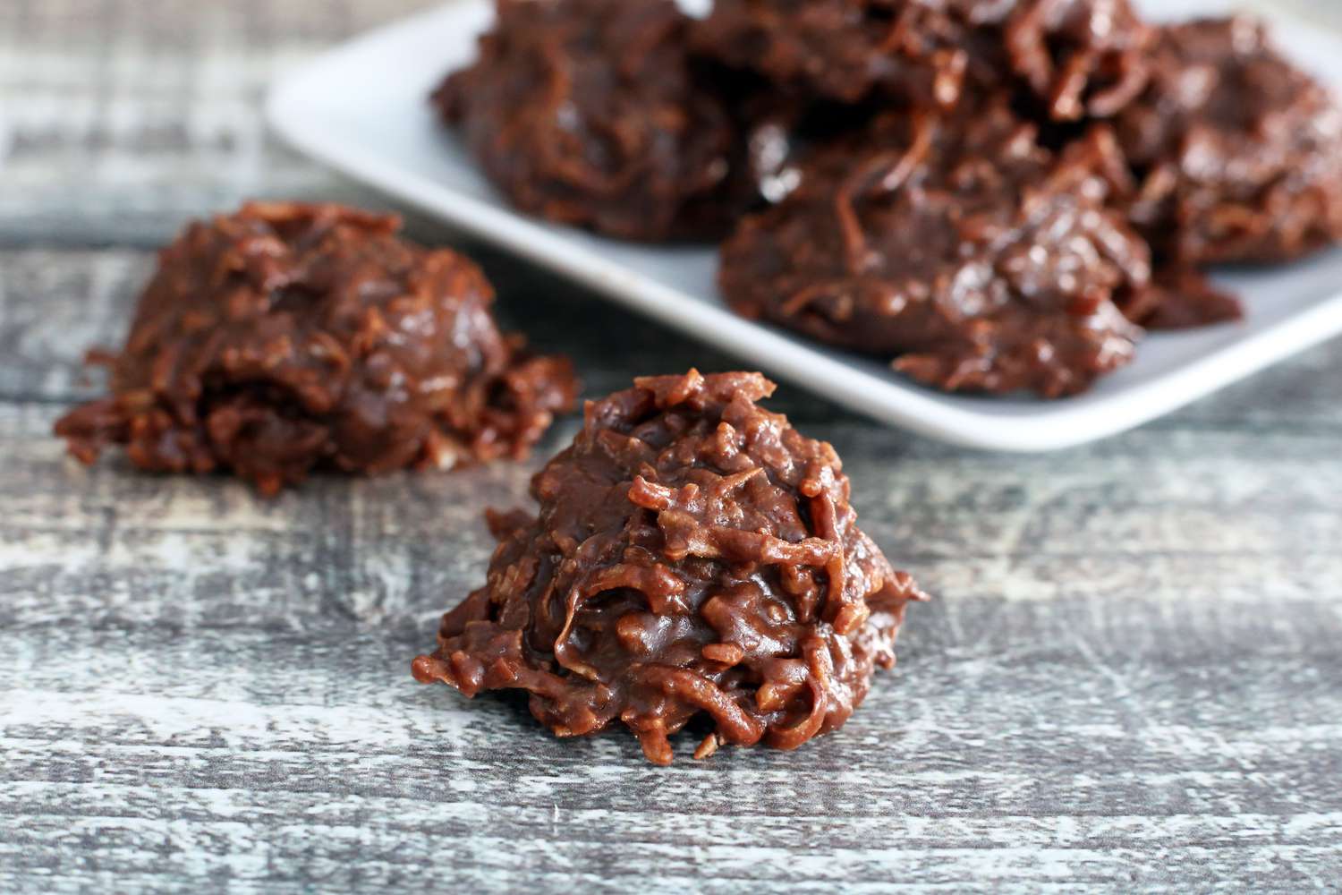 Coconut Macaroon Clusters with Dark Chocolate Drizzle