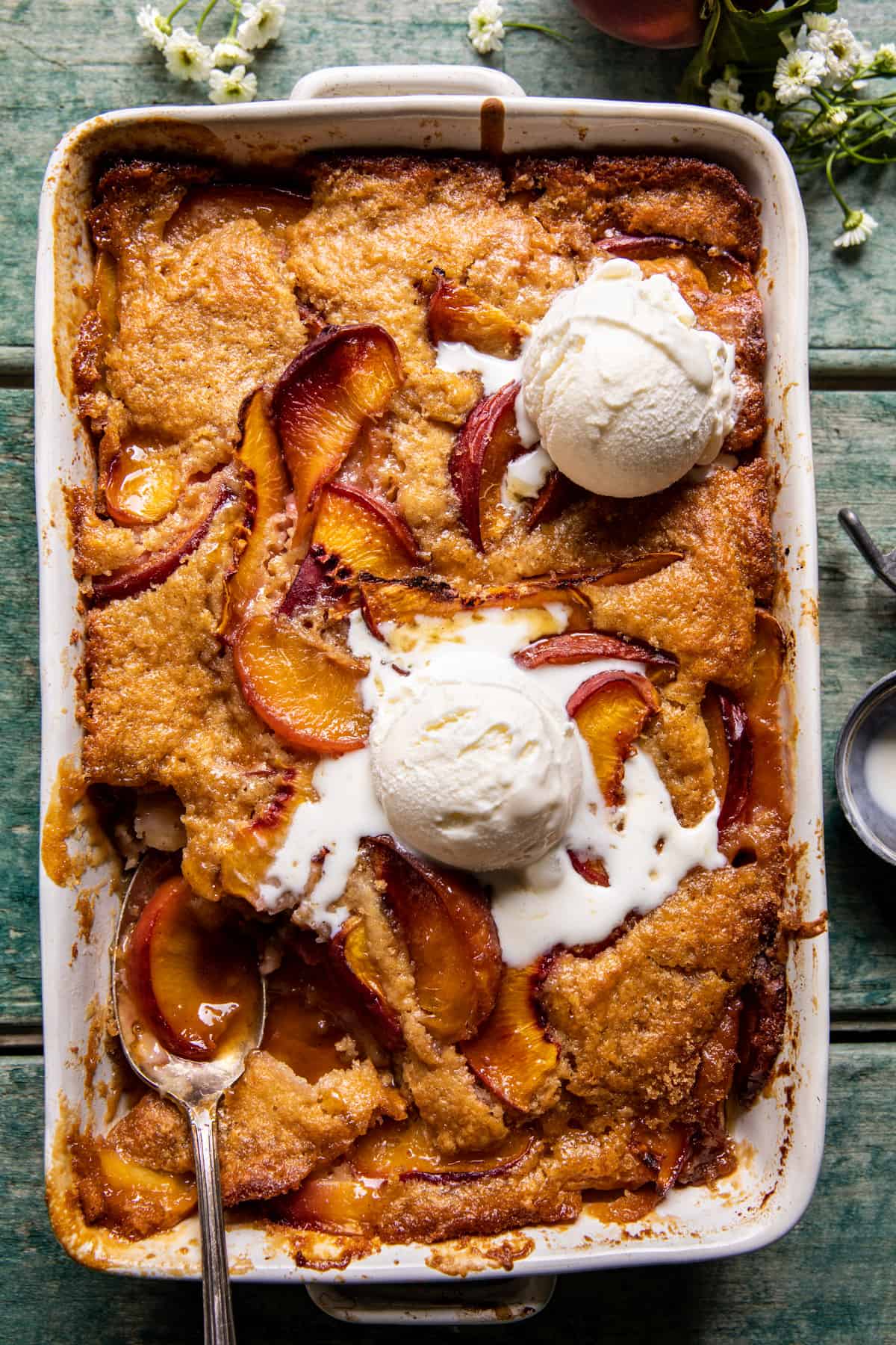 Oven-Roasted Peach Cobbler with Brown Sugar and Cinnamon