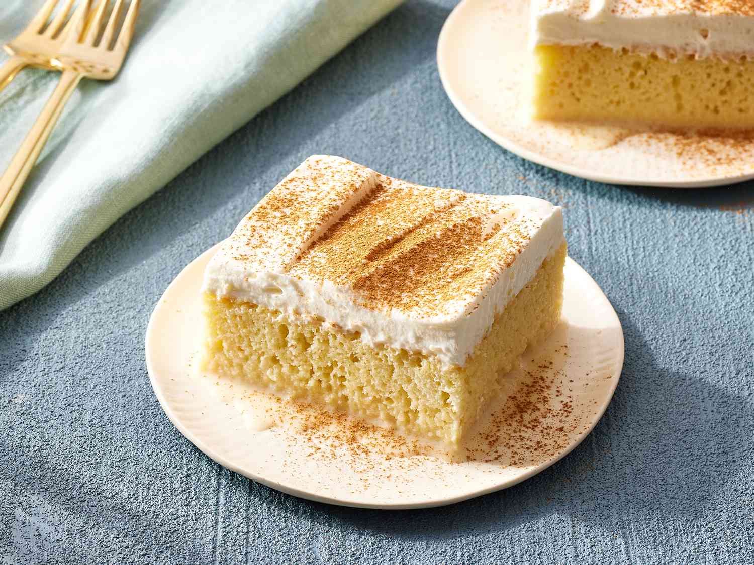 Three-Milk Soaked Tres Leches Cake with Cinnamon Whipped Cream
