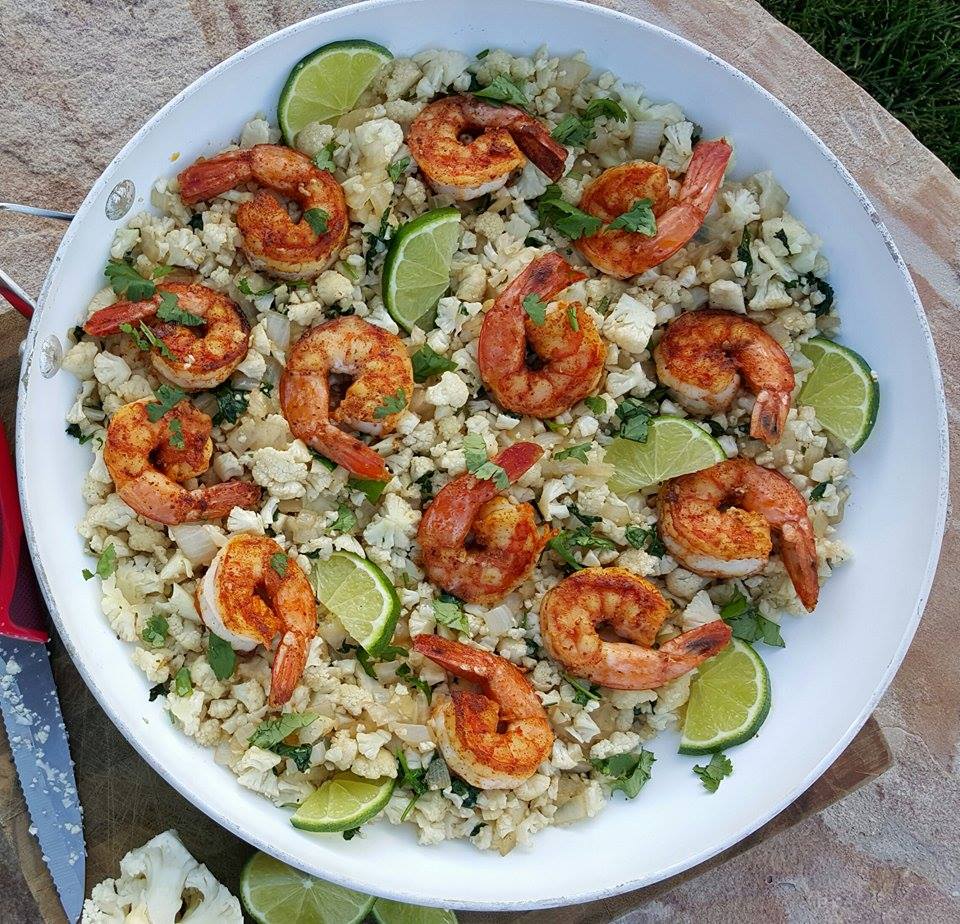 Sautéed Shrimp with Cauliflower Rice and Cilantro Lime