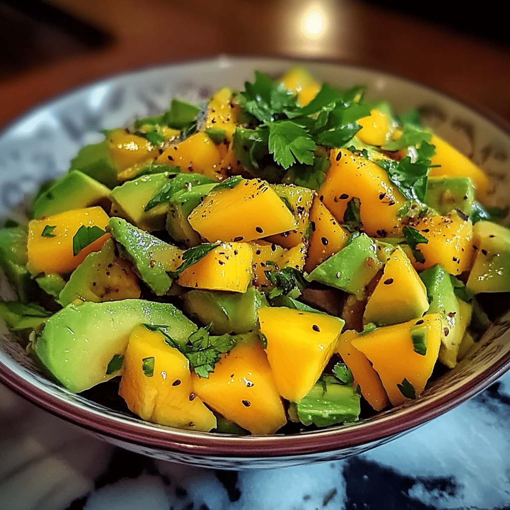 Mango and Avocado Tiki Salad with Toasted Macadamia Dressing