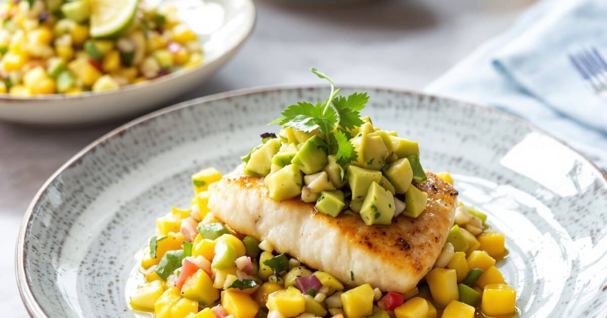 Pan-Seared Sea Bass with Mango and Avocado Salsa