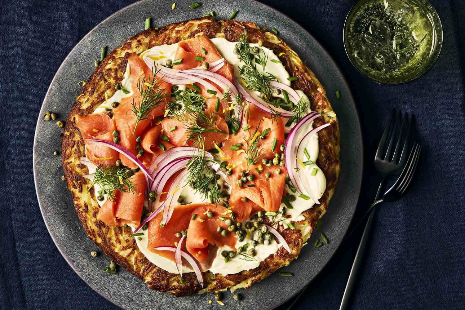 Crisp Potato Rösti with Smoked Salmon and Dill Crème Fraîche