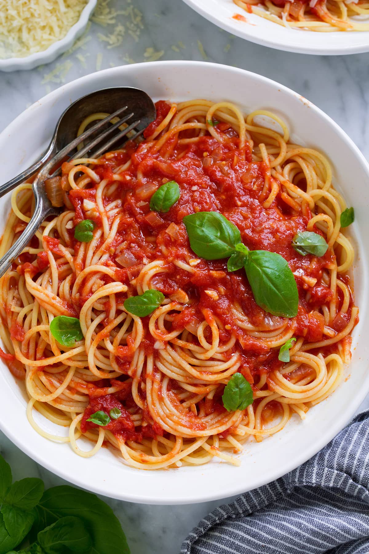 Spaghetti Tossed in Rustic Tomato and Basil Sauce