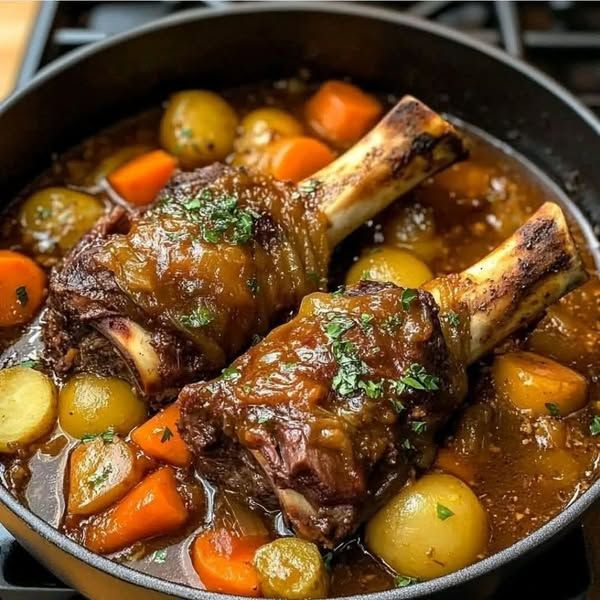 Slow-Cooked Lamb Shanks with Rosemary and Bush Tomato Sauce