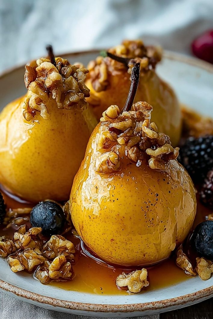 Oven-Roasted Pears with Honey Mascarpone and Toasted Walnuts