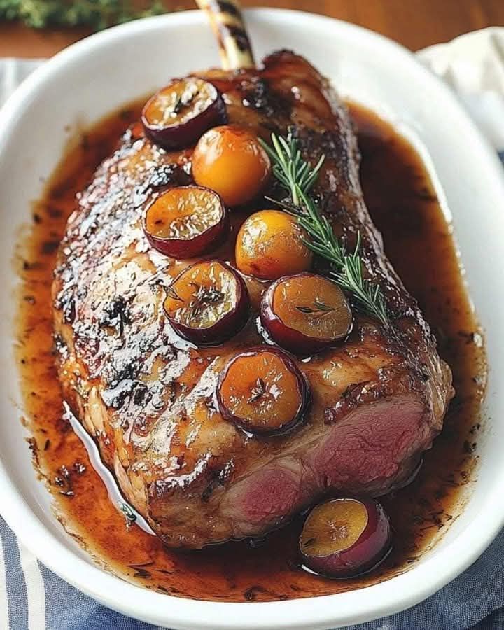 Spiced Lamb Rump with Davidson's Plum Reduction and Roasted Root Vegetables