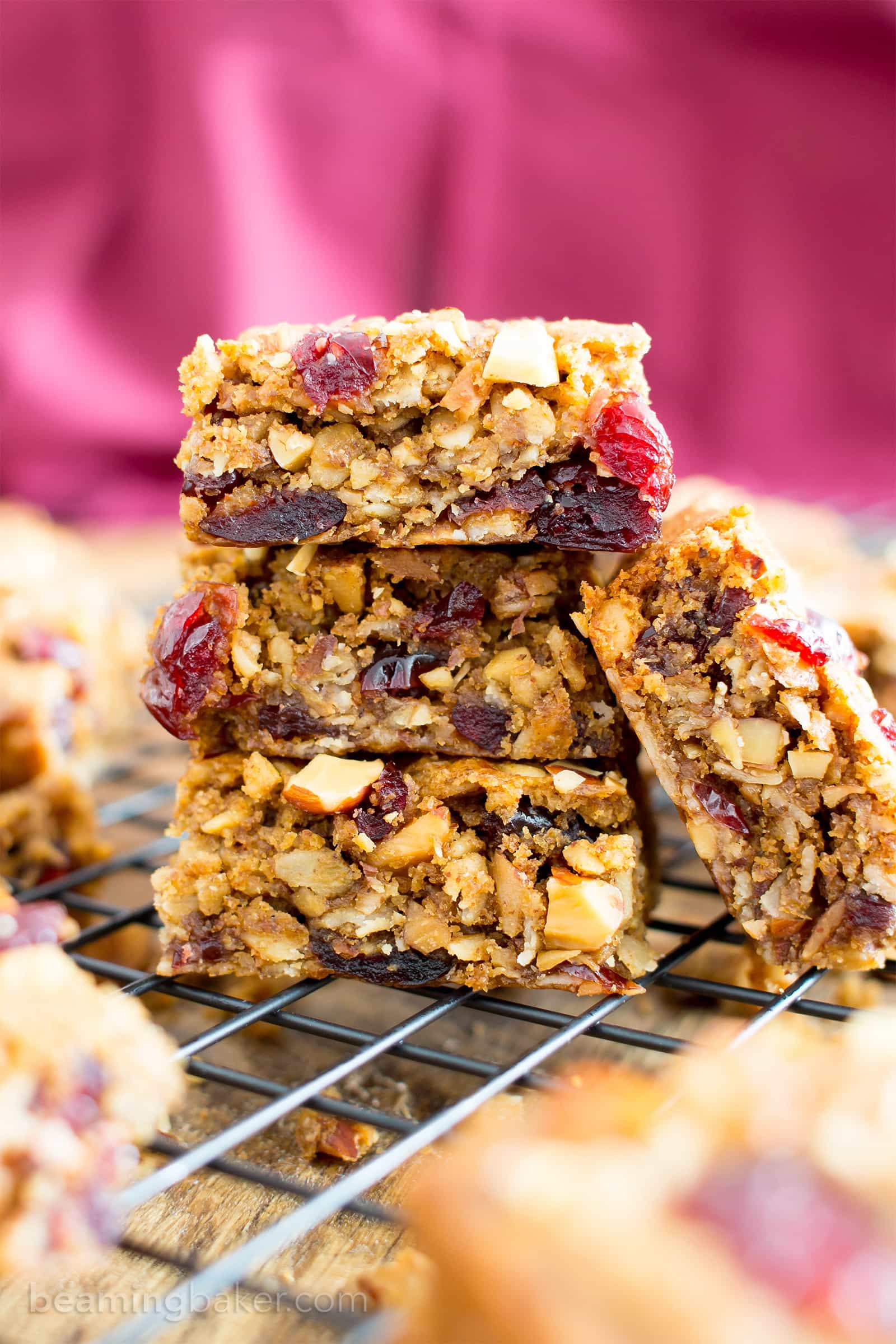 No-Bake Honey Oat Bars with Almonds and Dried Cranberries