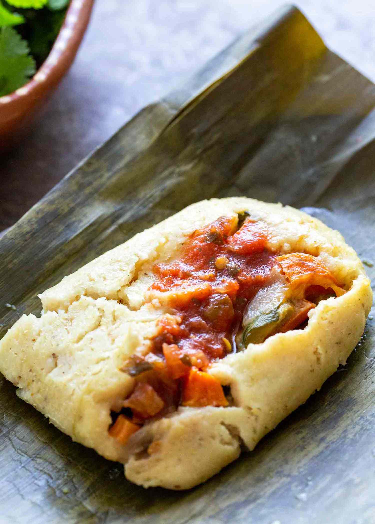 Banana Leaf-Wrapped Oaxacan Tamales with Mole Rojo