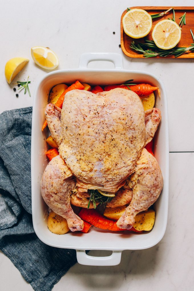 Half-Halved Citrus and Herb Roasted Chicken