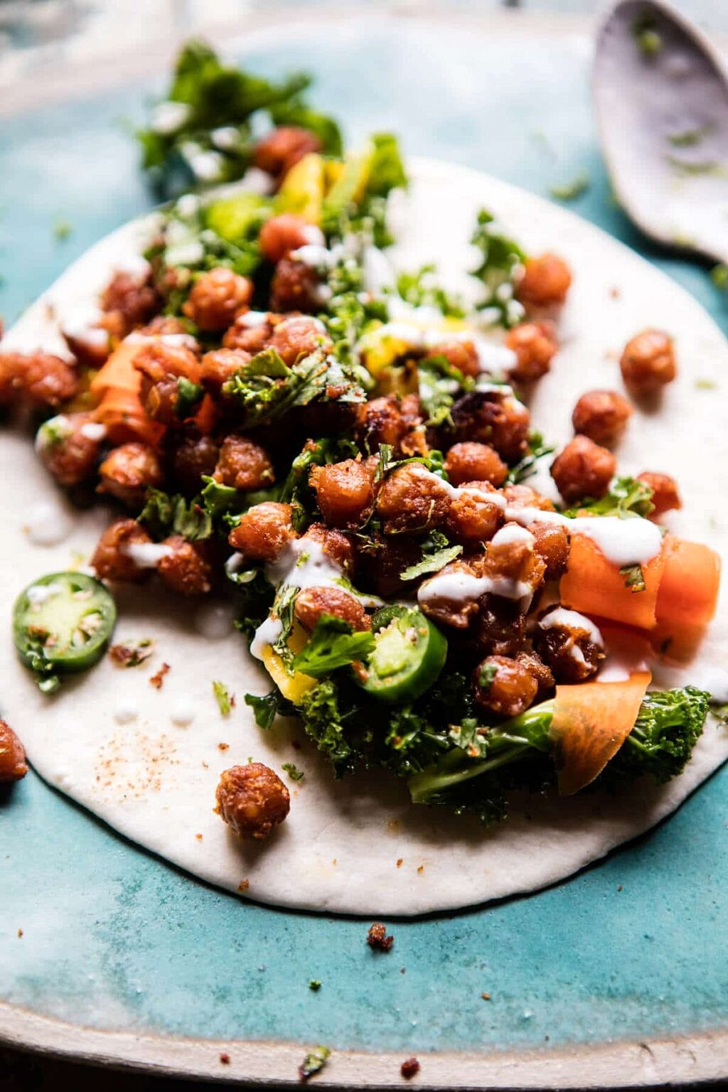 Half-Half Avocado and Chickpea Salad Wrap
