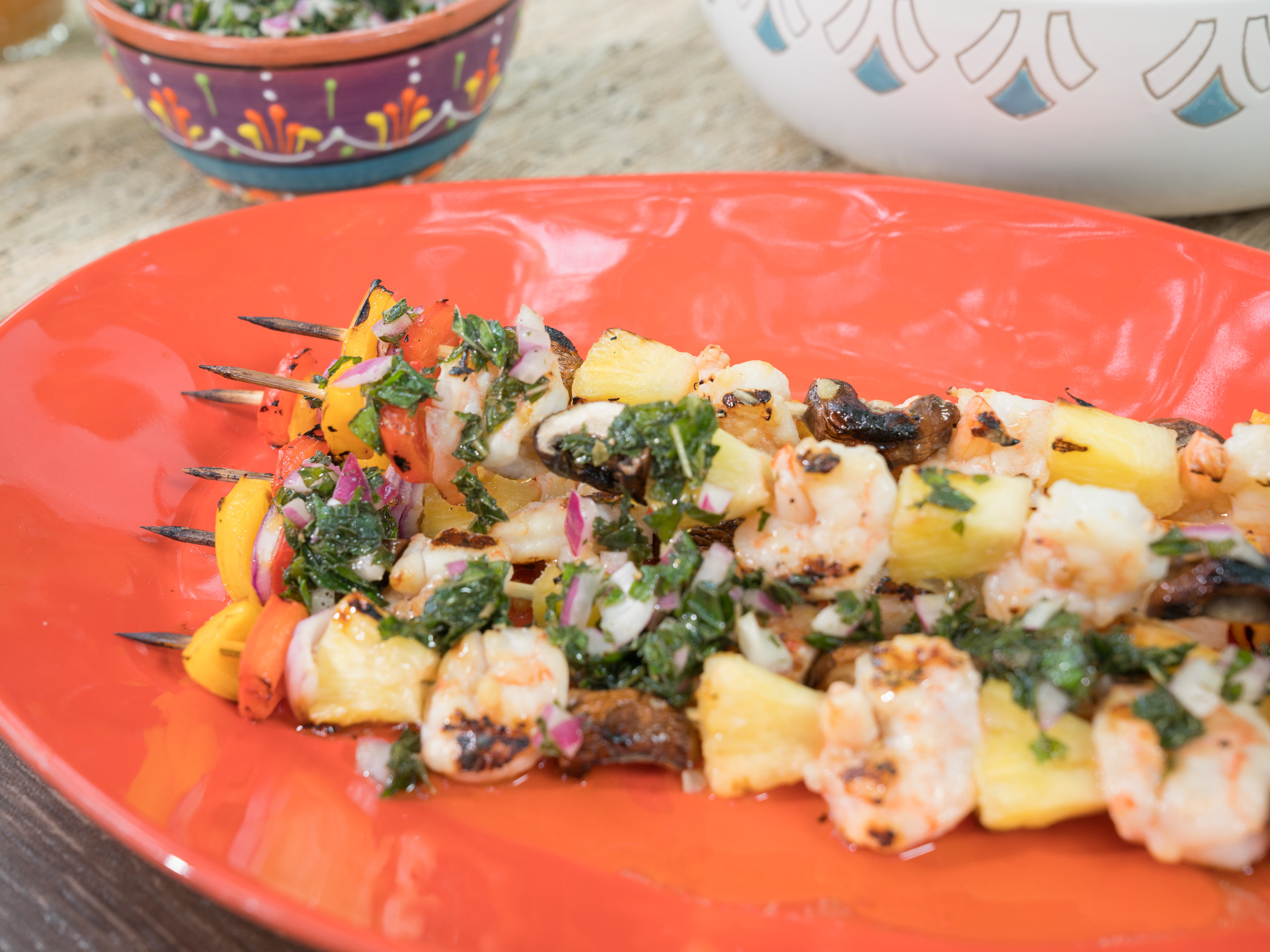 Grilled Rum-Glazed Shrimp Skewers with Cilantro Lime Dressing