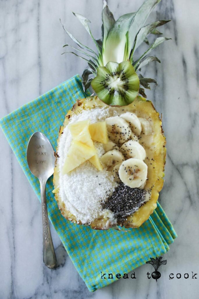 Tiki-Inspired Coconut Pineapple Smoothie Bowl with Toasted Macadamias