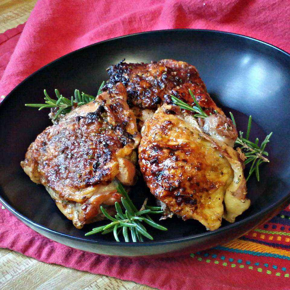 Aperol-Glazed Chicken Thighs with Rosemary