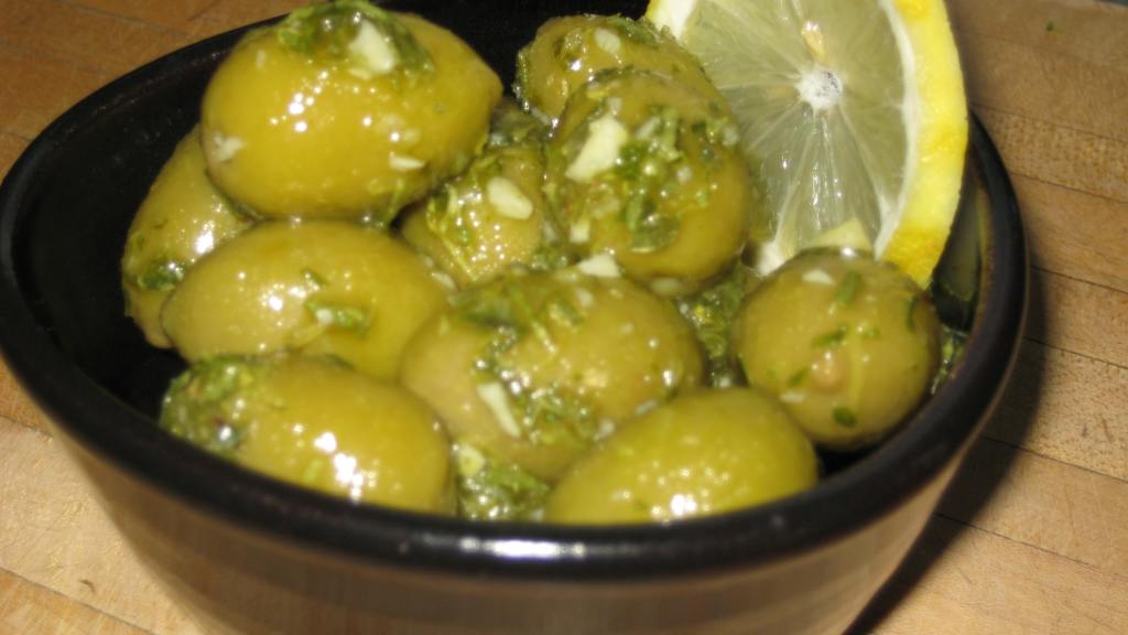 Aperol-Marinated Olives with Lemon and Herbs