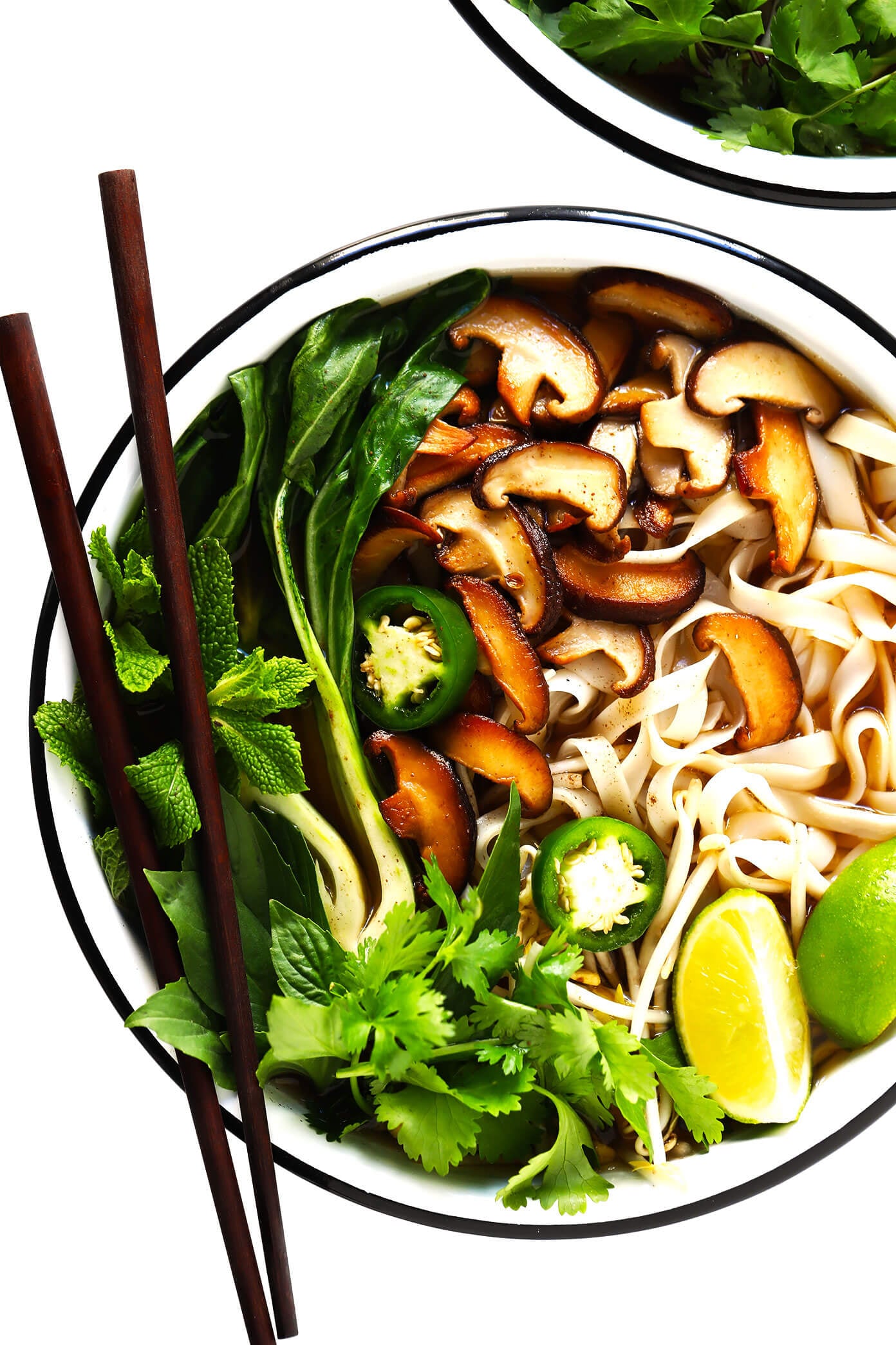Pho-Inspired Vegetarian Rice Noodle Soup with Tofu and Herbs