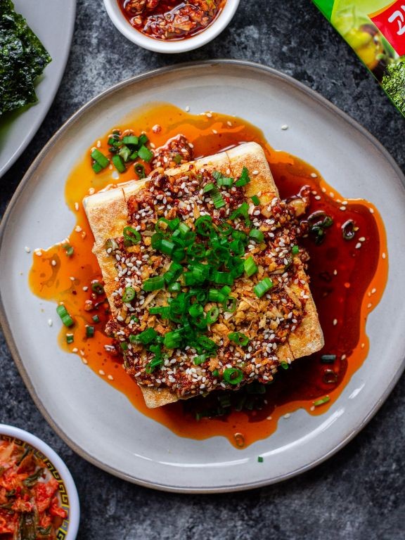 Pan-Seared Tofu with Spicy Sesame-Ginger Glaze