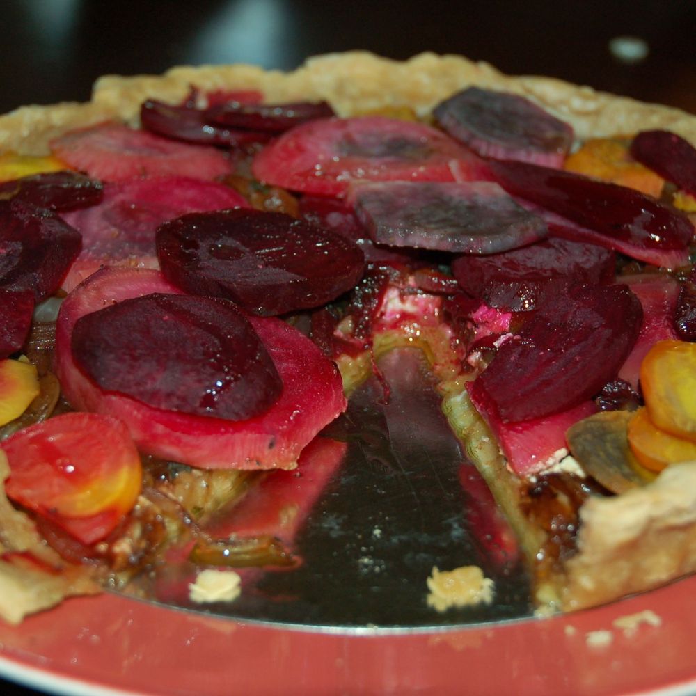 Golden Beet Tart with Honey-Infused Goat Cheese