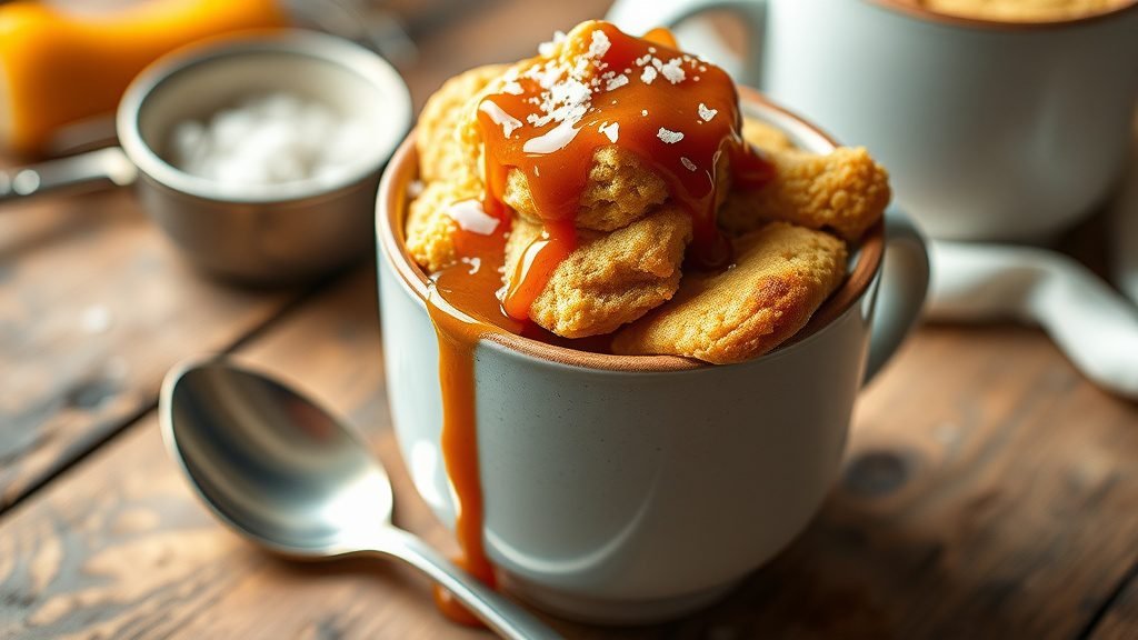 Microwave Mug Caramel Pudding with Sea Salt