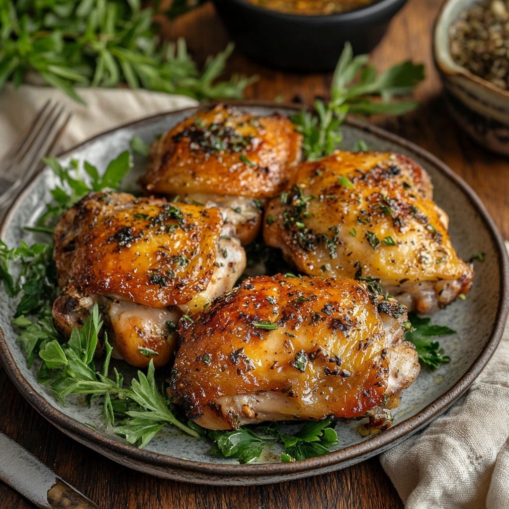Baked Italian Herb-Crusted Chicken Thighs
