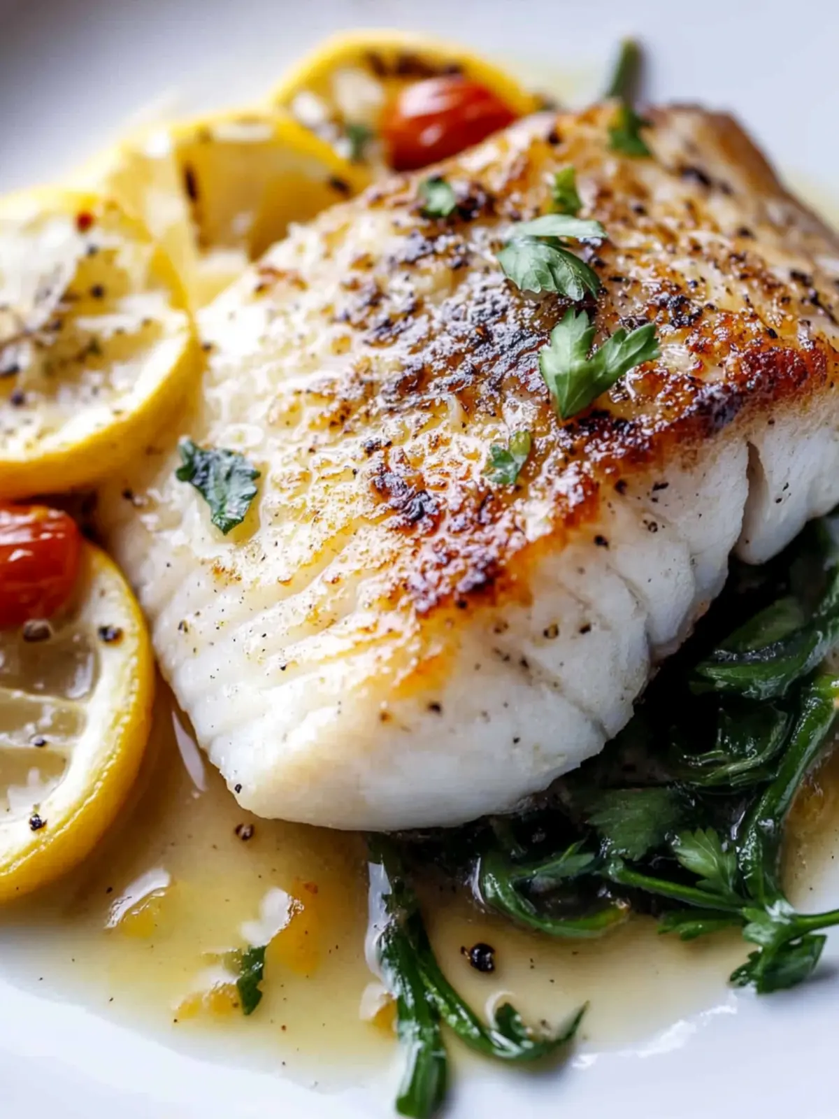 Pan-Seared Scilly Sea Bass with Lemon-Butter and Seaweed Salad