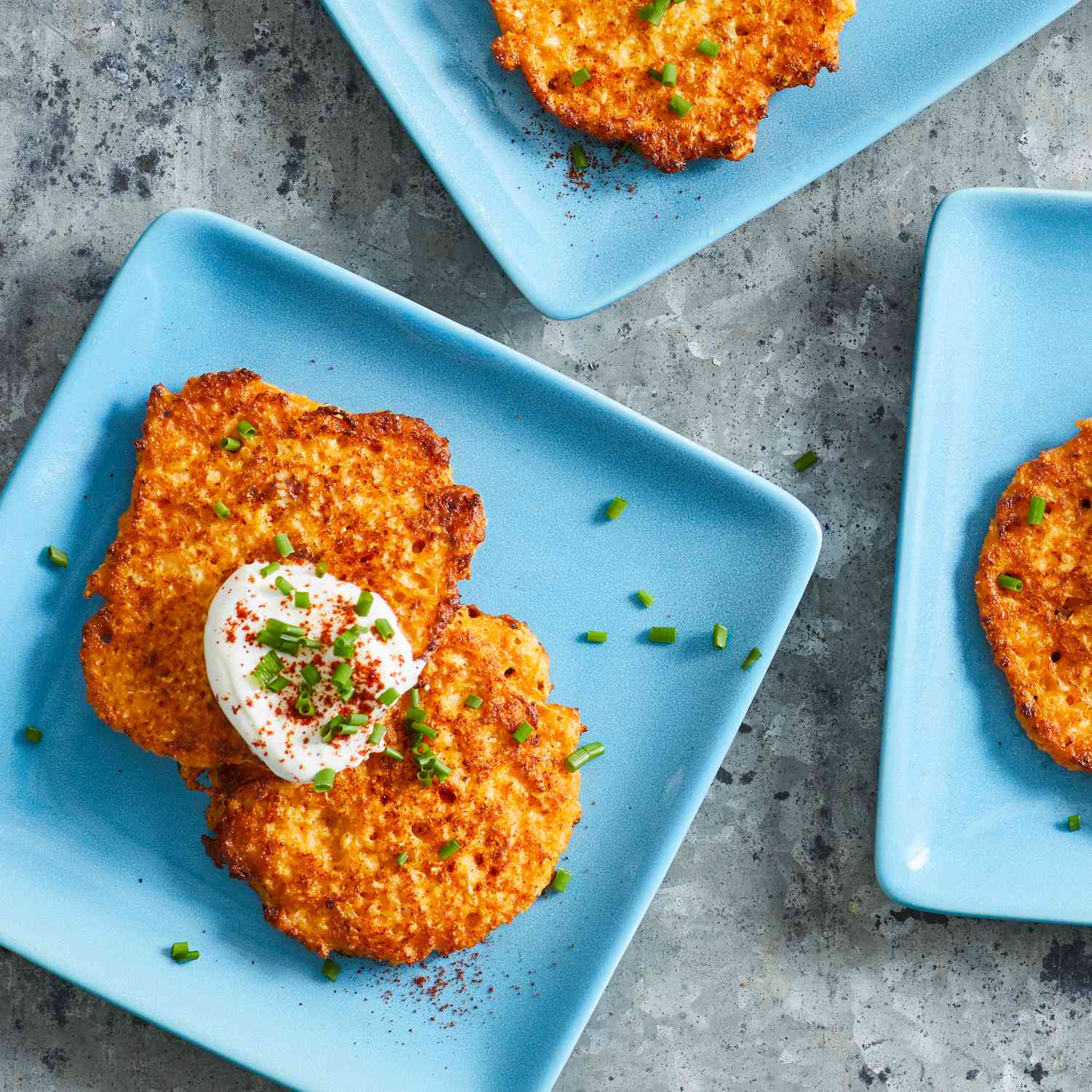 Cheddar Cauliflower Fritters with Chive Sour Cream