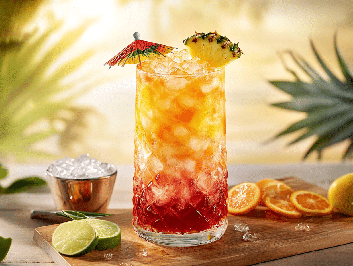 Tiki-Inspired Coconut Rum Punch with Fresh Citrus and Ginger