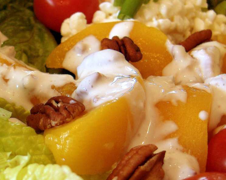 Sweet Tea Poached Peach and Pecan Salad