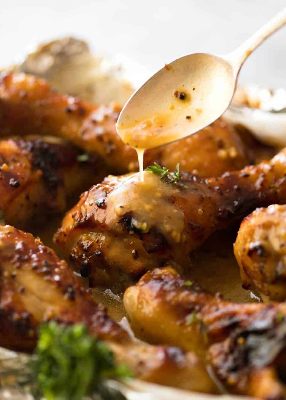 Honey-Glazed Chicken Drumsticks with Sweet Potato Fries