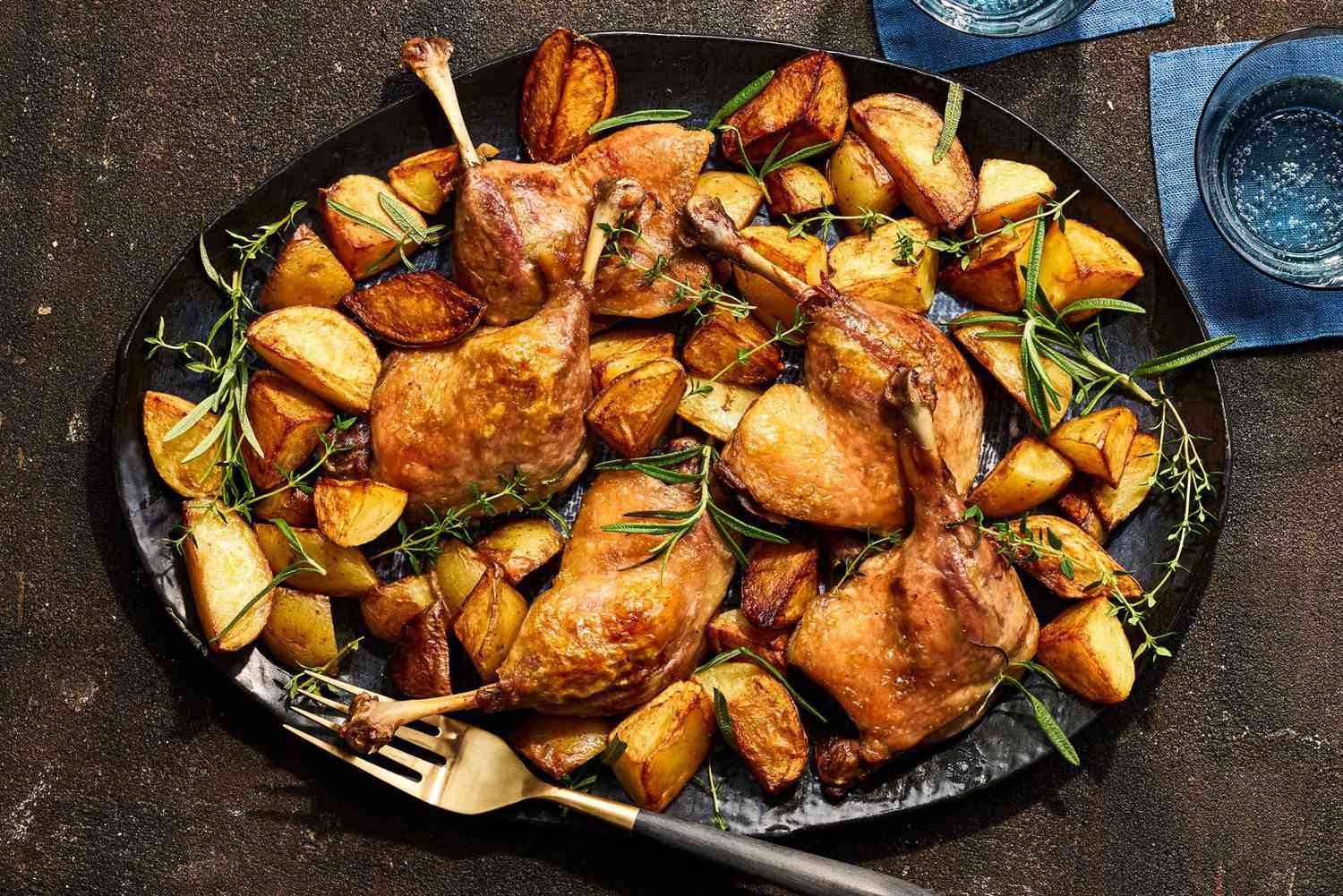 Crispy Duck Confit with Garlic and Thyme