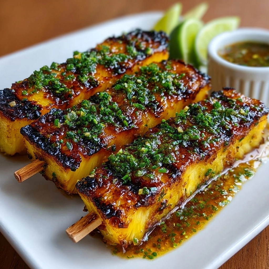 Rum-Glazed Pineapple Skewers with Lime and Mint