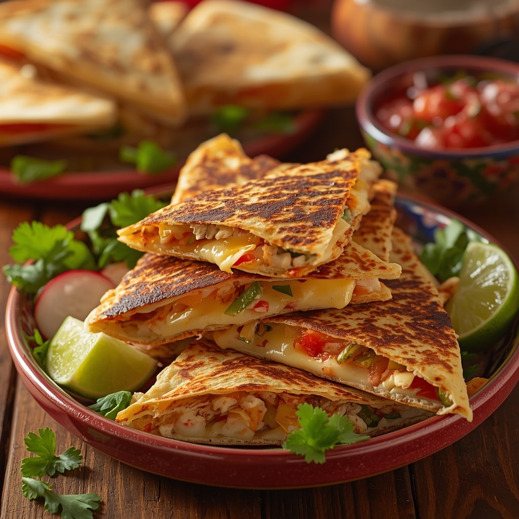 Cheese and Chicken Quesadilla with Homemade Salsa