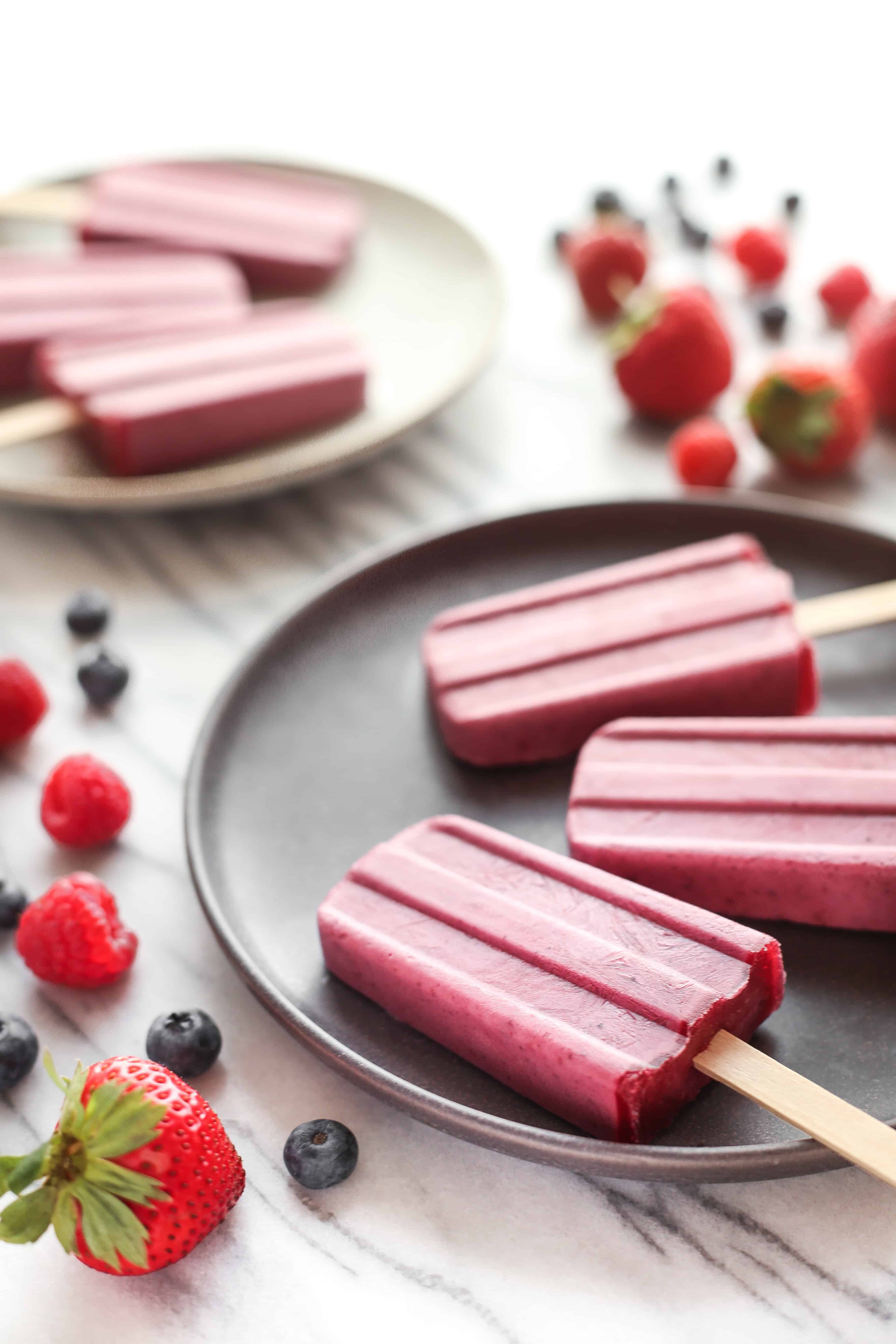 No-Bake Mixed Berry Yogurt Popsicles