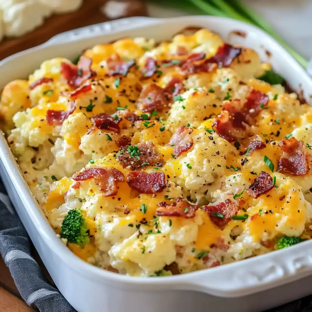 Loaded Cauliflower Broccoli Casserole with Bacon
