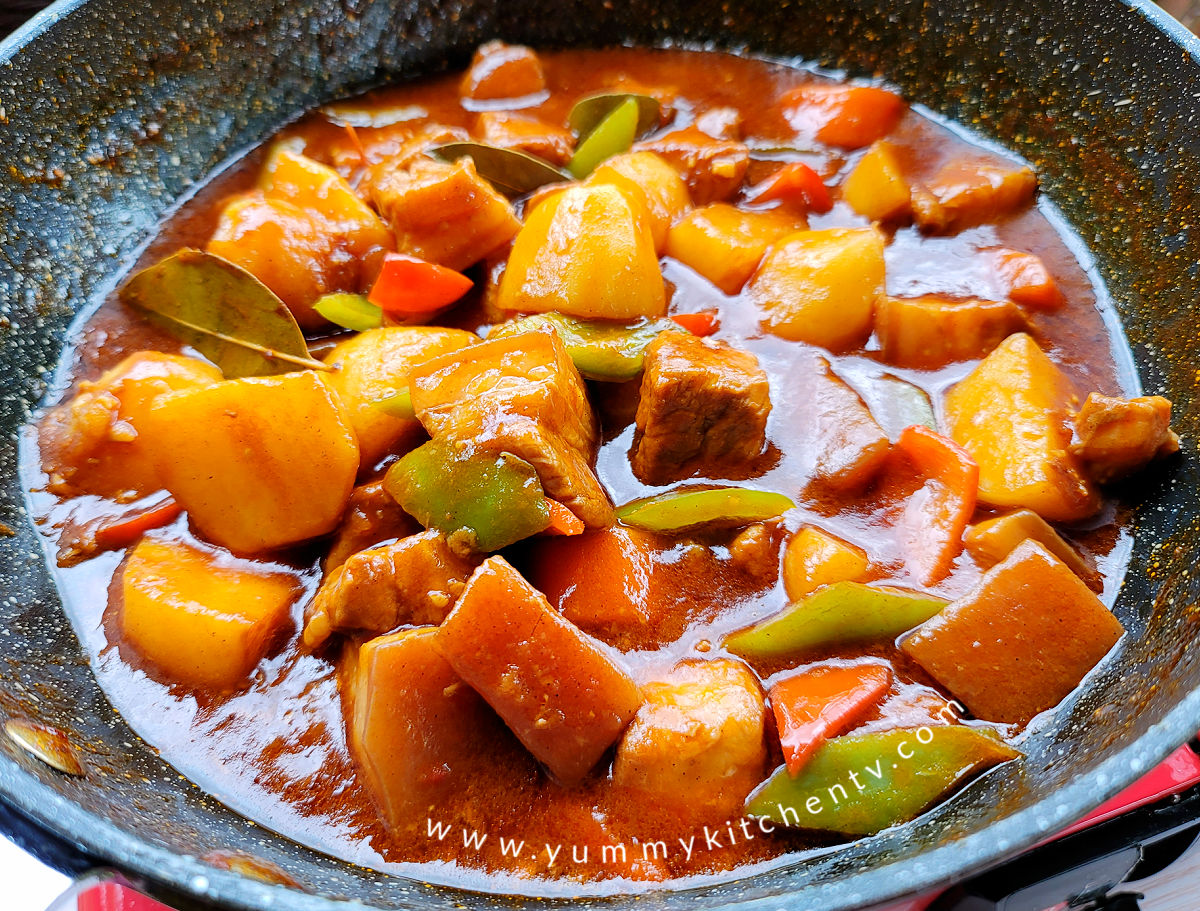 Pork Mechado Braised in Tomato and Soy Sauce