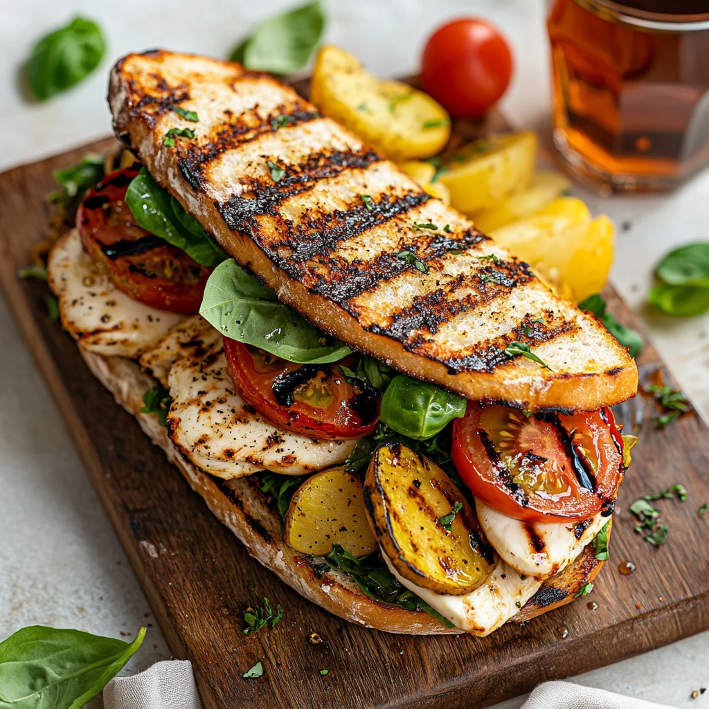 Open-Faced Caprese Sandwich with Balsamic Glaze on Ciabatta
