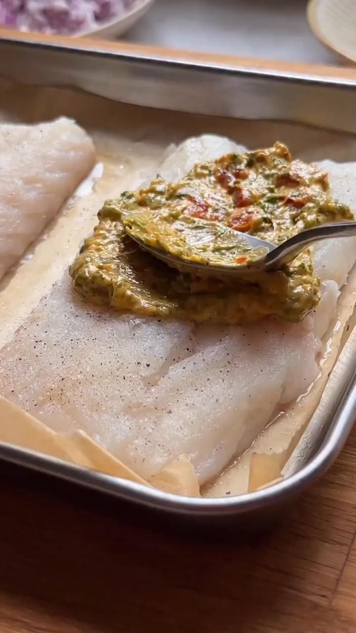 Baked Cod with Tomato-Pepper Sauce and Herb Couscous