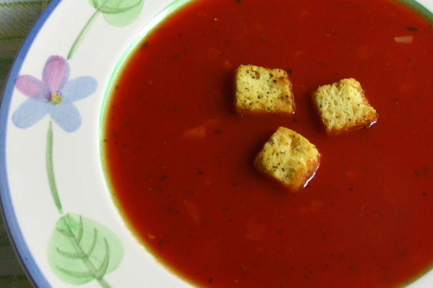Registry-Style Tomato Soup with Hidden Herb Swirl