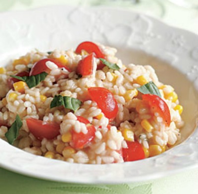 Tomato and Corn Risotto with Fresh Basil
